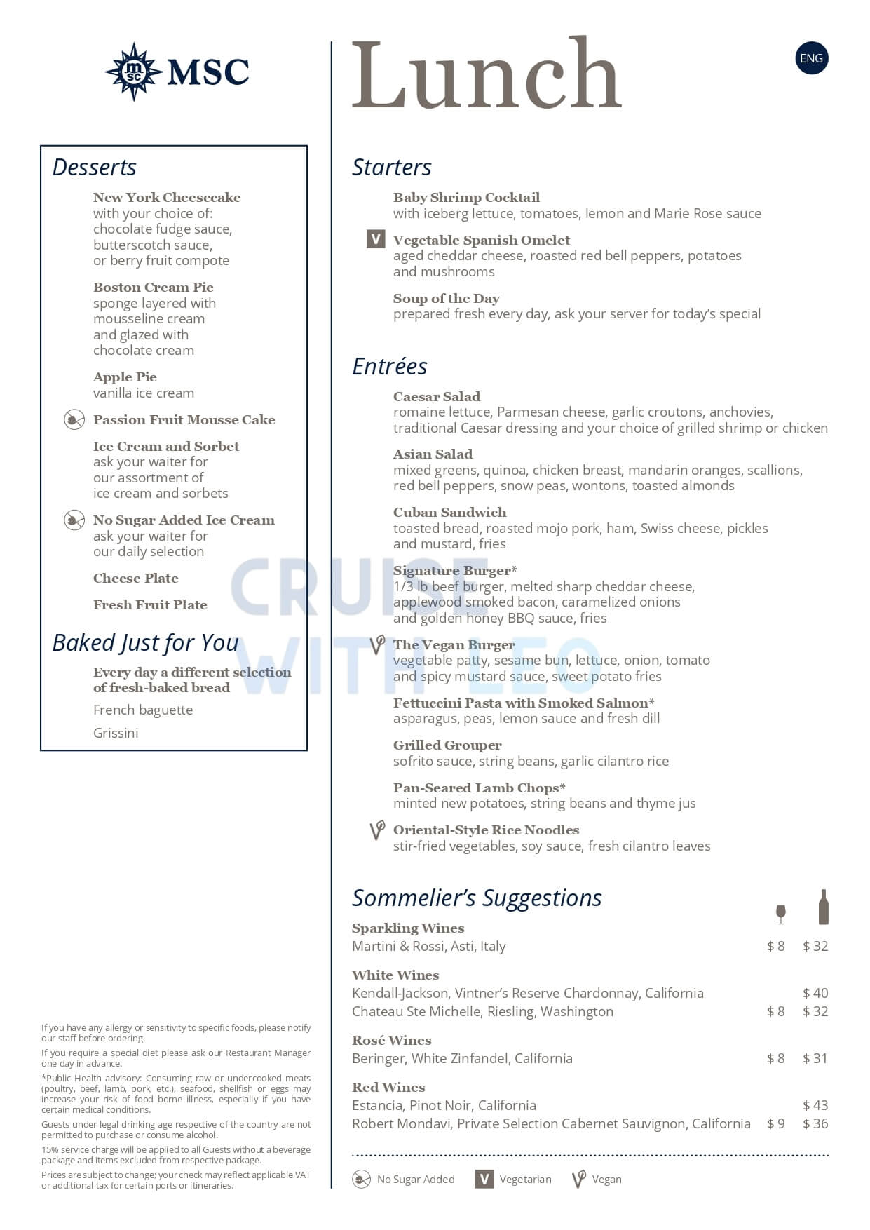 All Msc Cruises Menus Photos And Pdfs Cruise With Leo