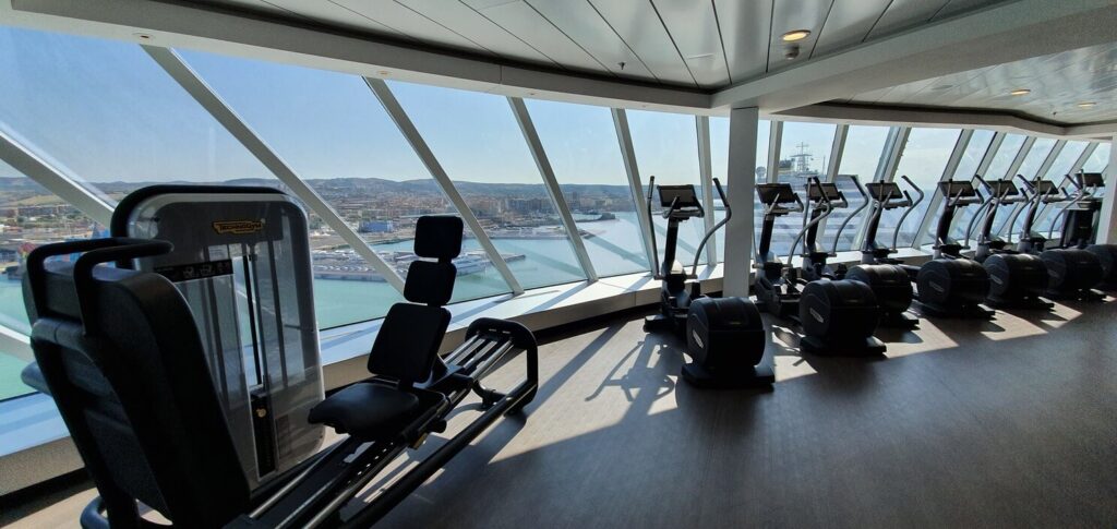 Gym with view of the sea