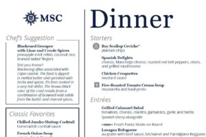 msc cruise menu