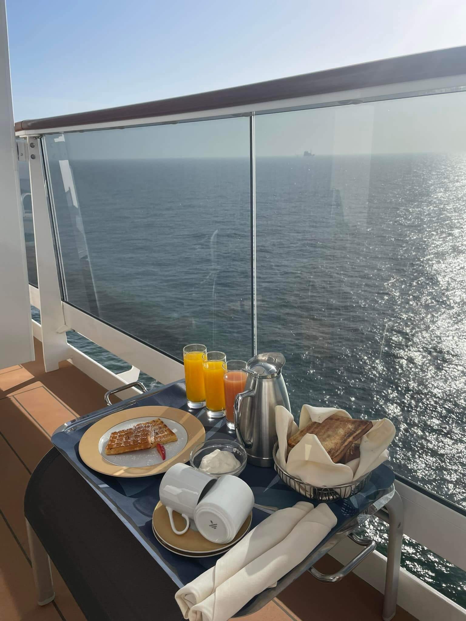 Room Service breakfast on a cruise