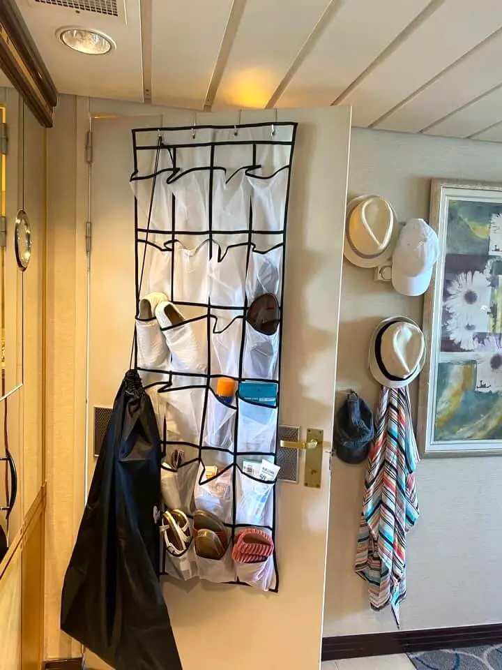 Over-the-door organizer on a cruise