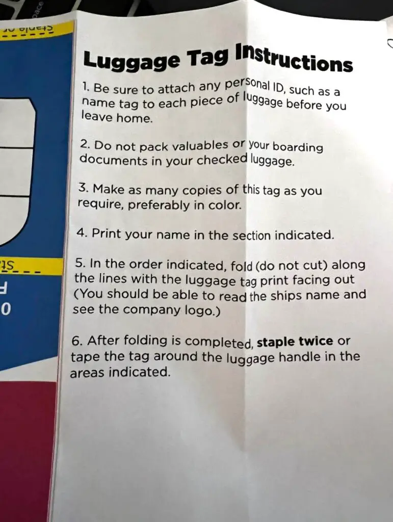 luggage tag instructions
