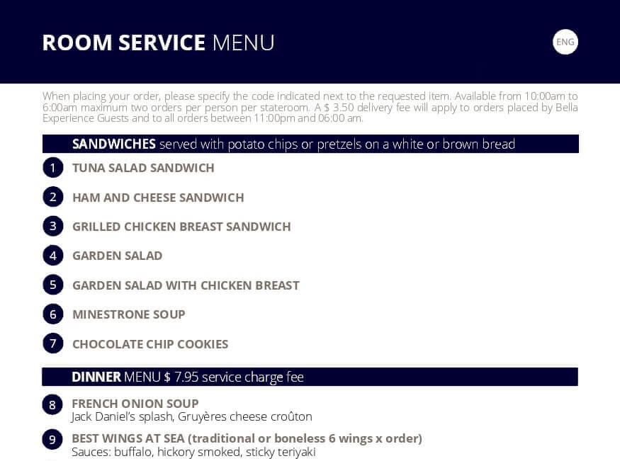 MSC Room Service Menu (2025 UPDATE) - Cruise with Leo
