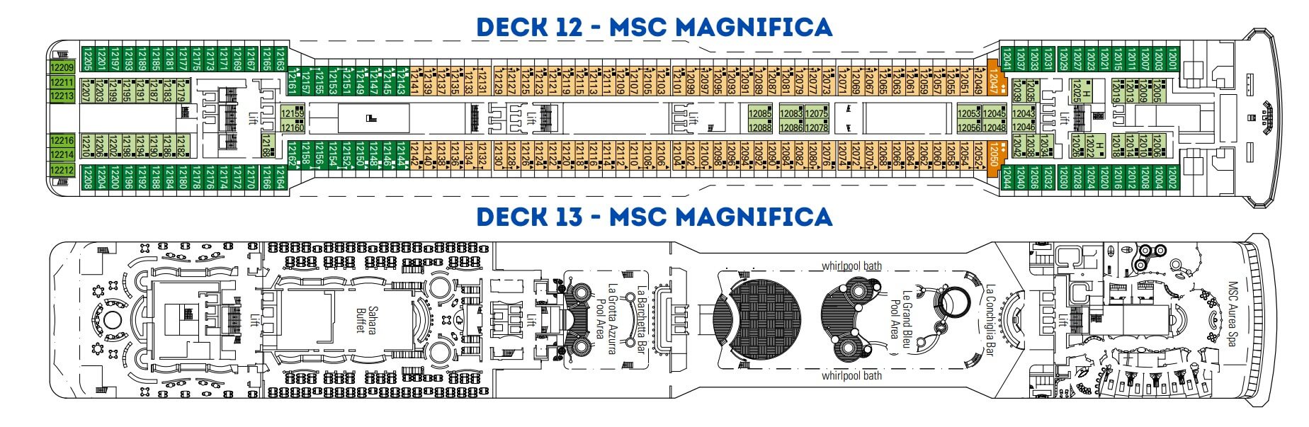 Potentially noisy cabins on MSC Magnifica