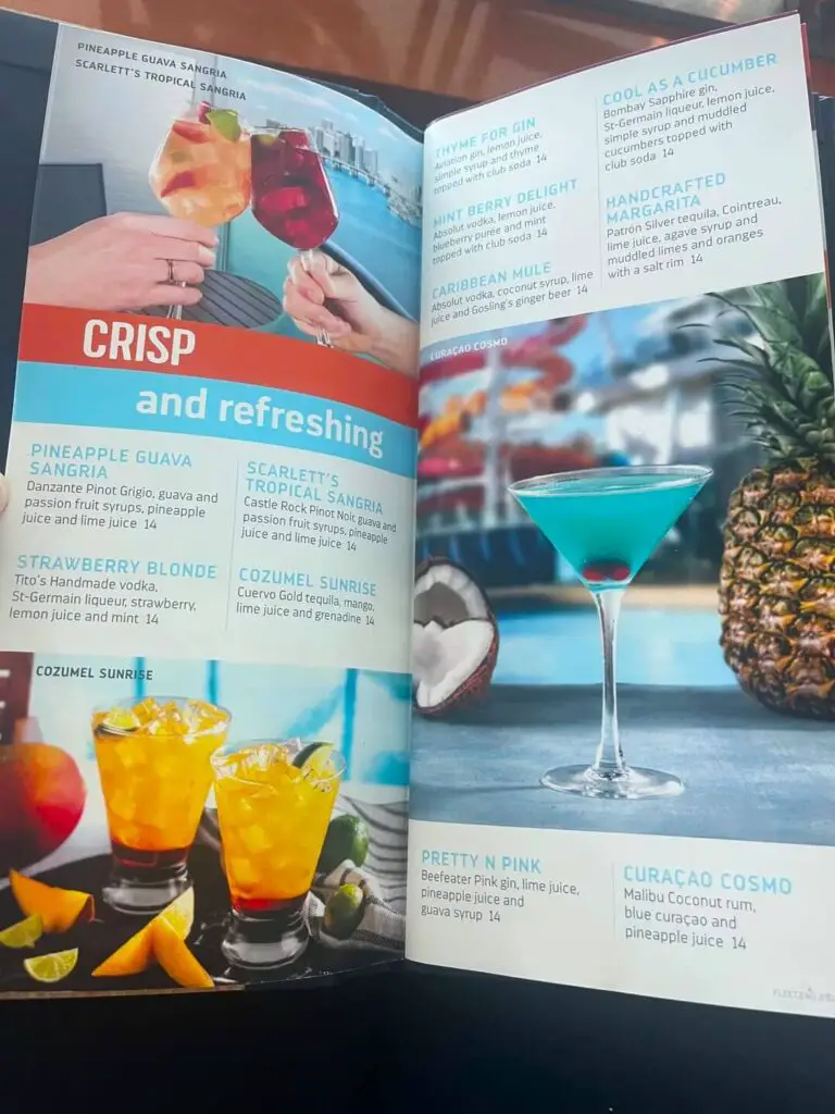 Royal Caribbean fleetwide drink menu 1
