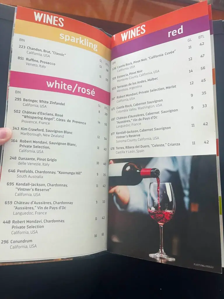 Royal Caribbean fleetwide drink menu 3