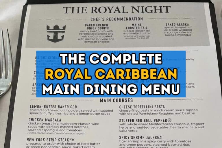 royal caribbean main dining room menu
