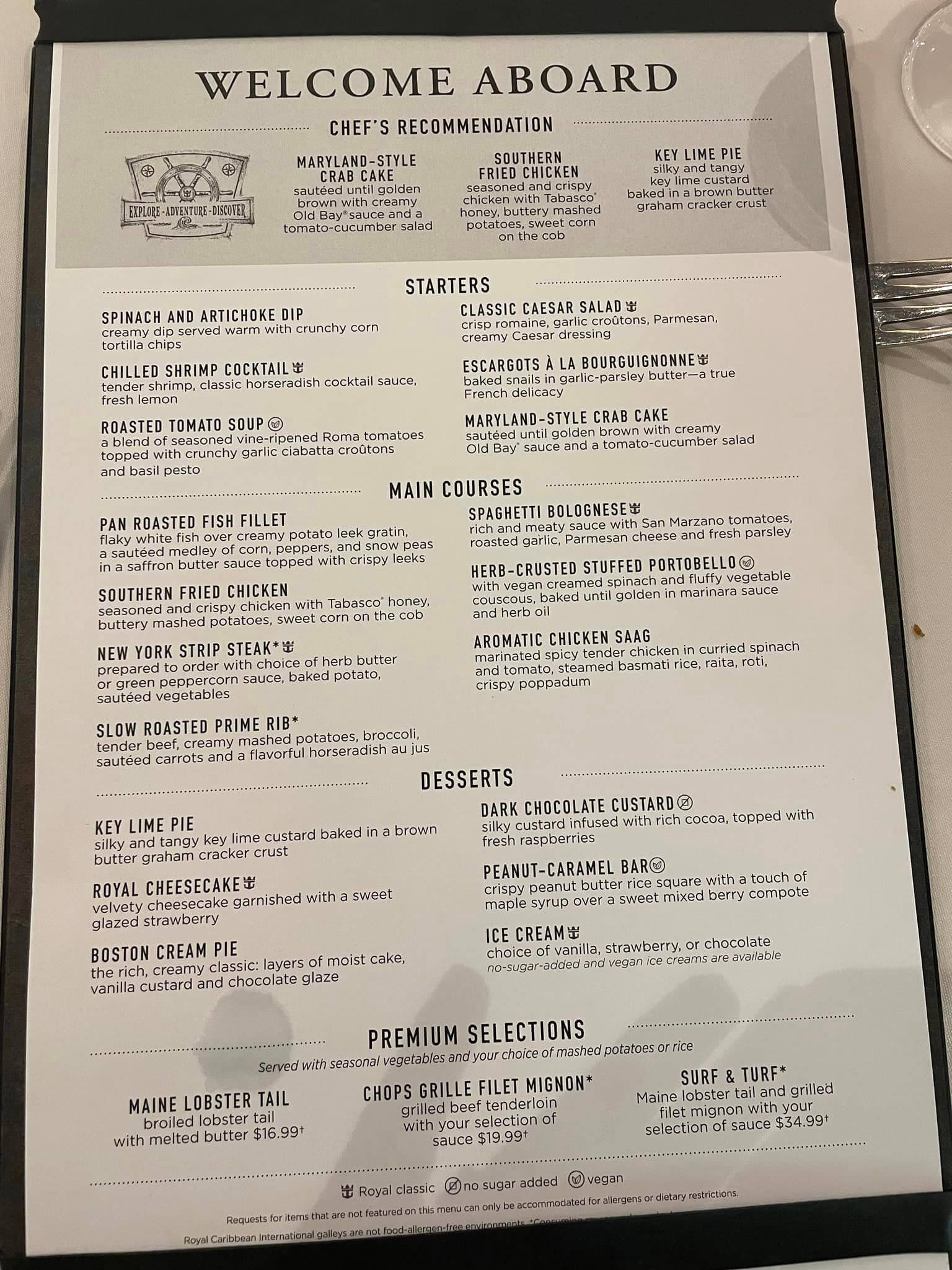 Royal Caribbean Main Dining Room Menu 2024 Update Cruise With Leo 9556