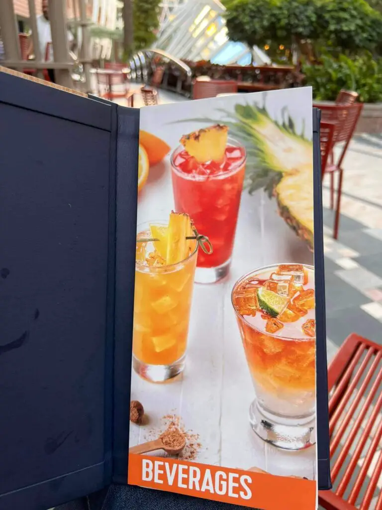 beverages menu on Royal Caribbean