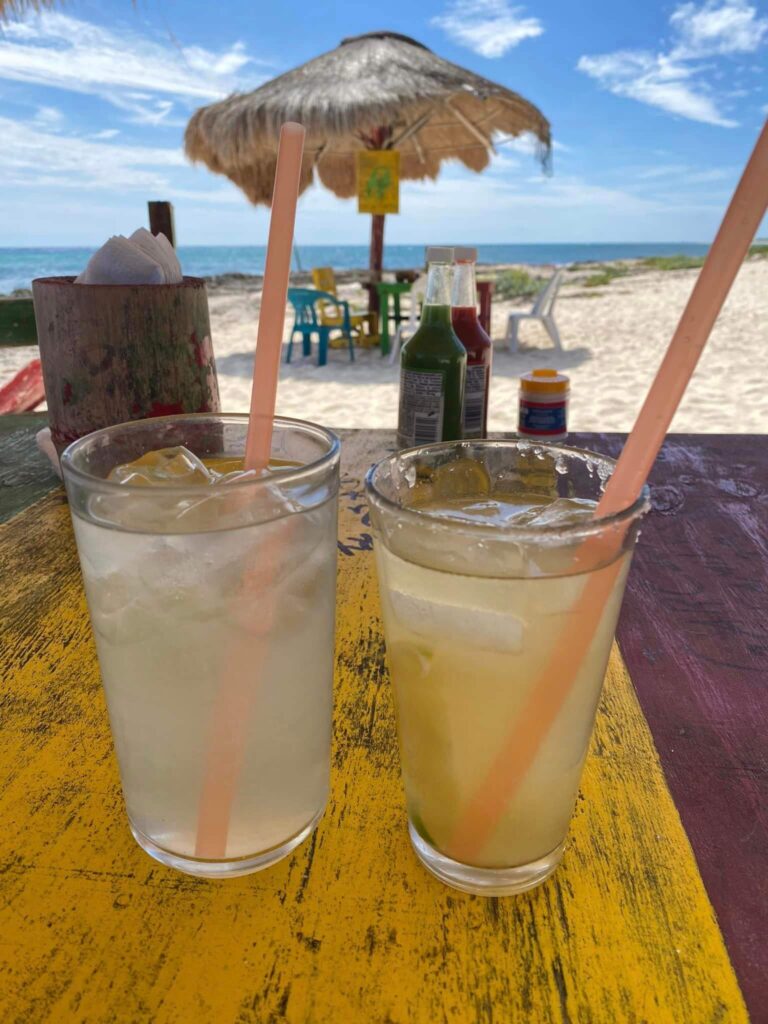 Cozumel drink on the beach
