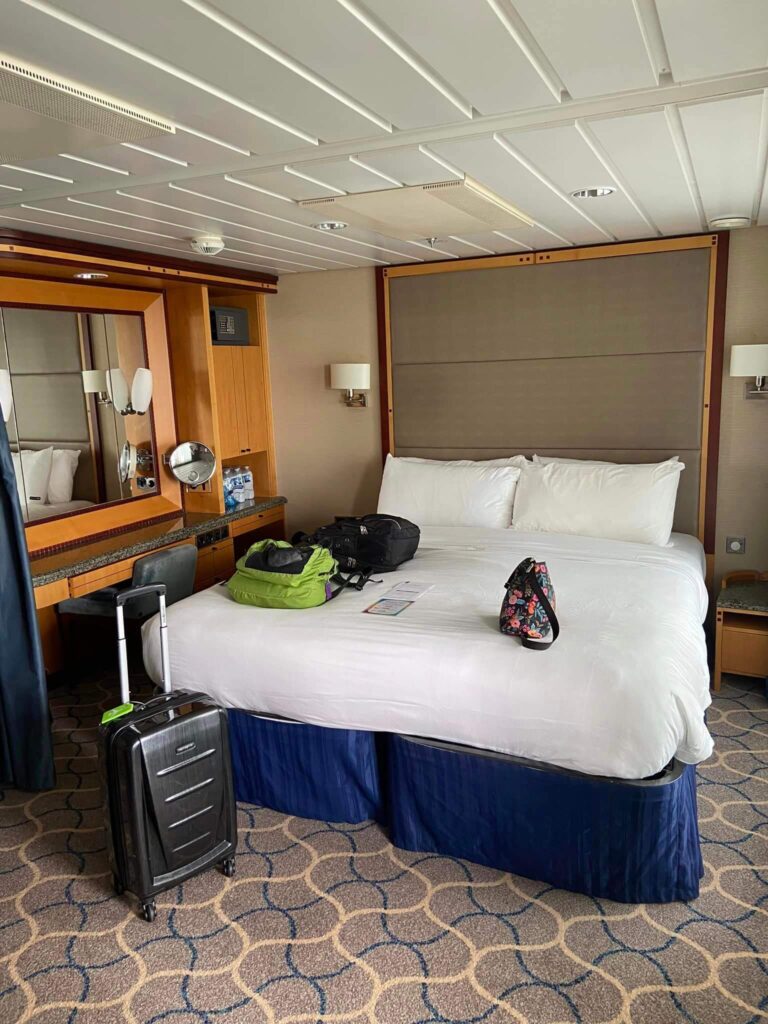 Luggage in a cruise cabin