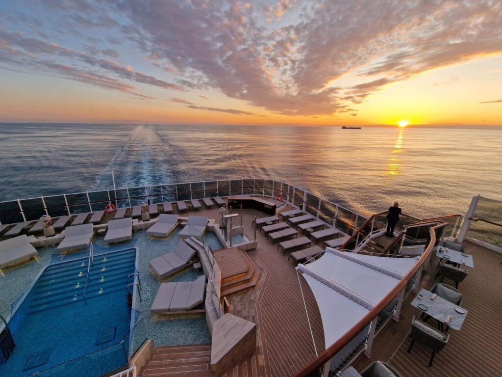 Sunset on a cruise ship