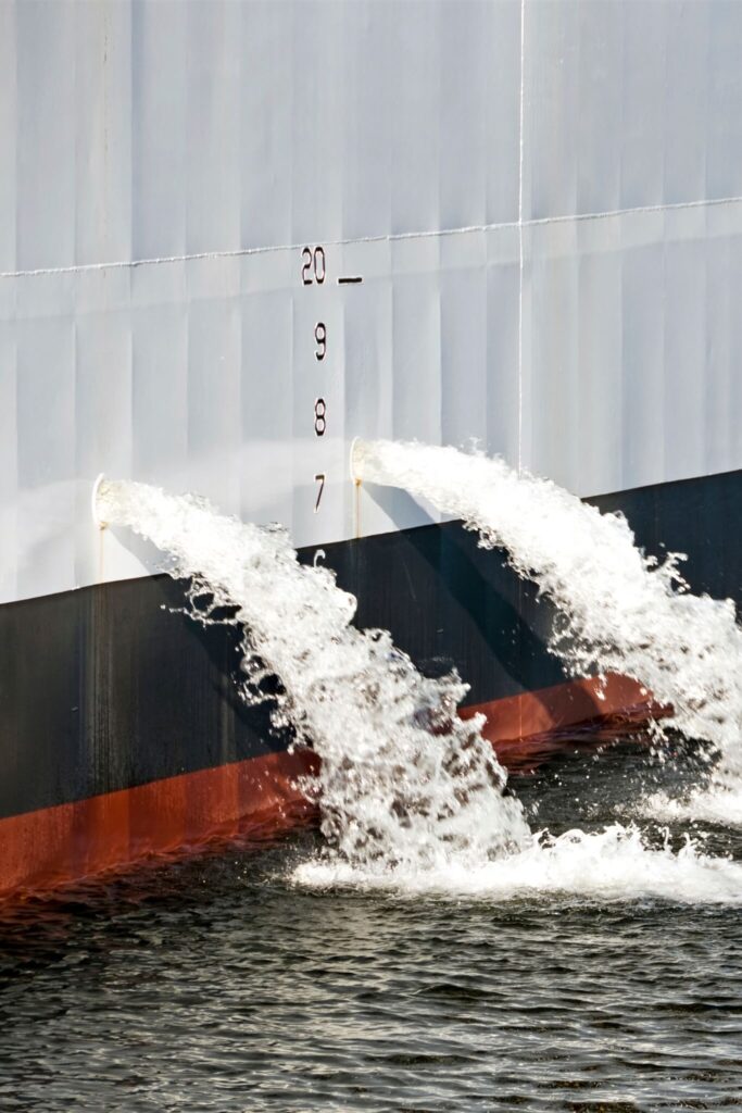 Ballast water released from a ship