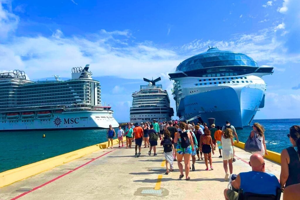 Boarding a cruise ship