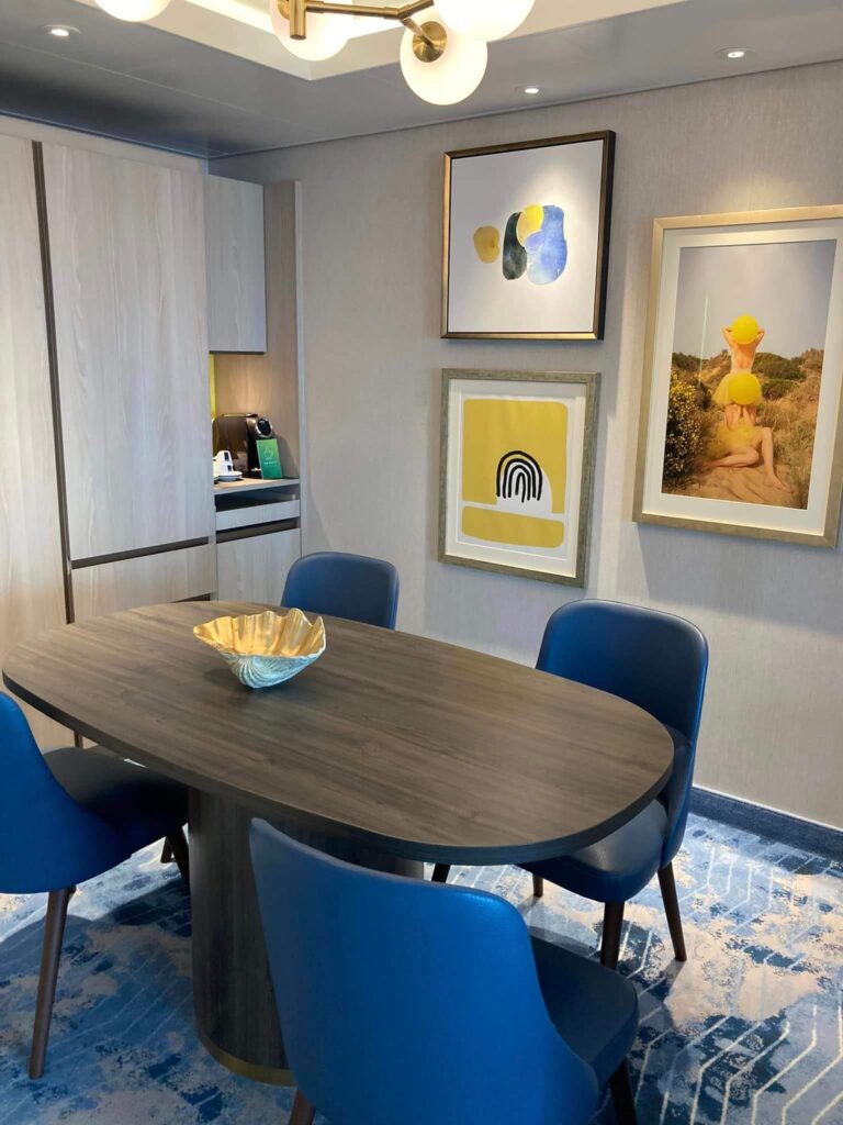 Dining table in a suite