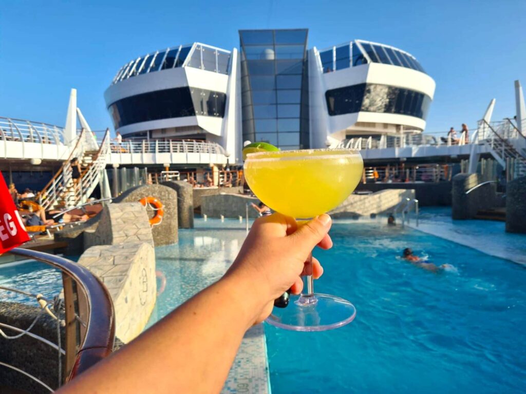 Drink by the pool on a cruise