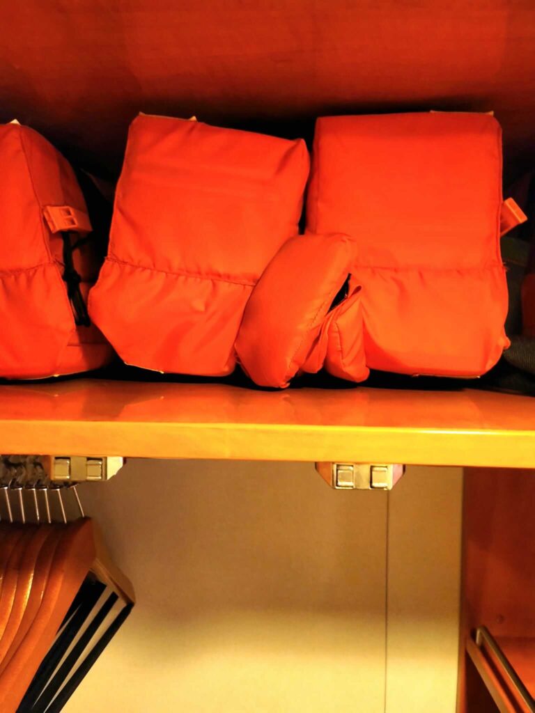 Life jackets inside the cabin