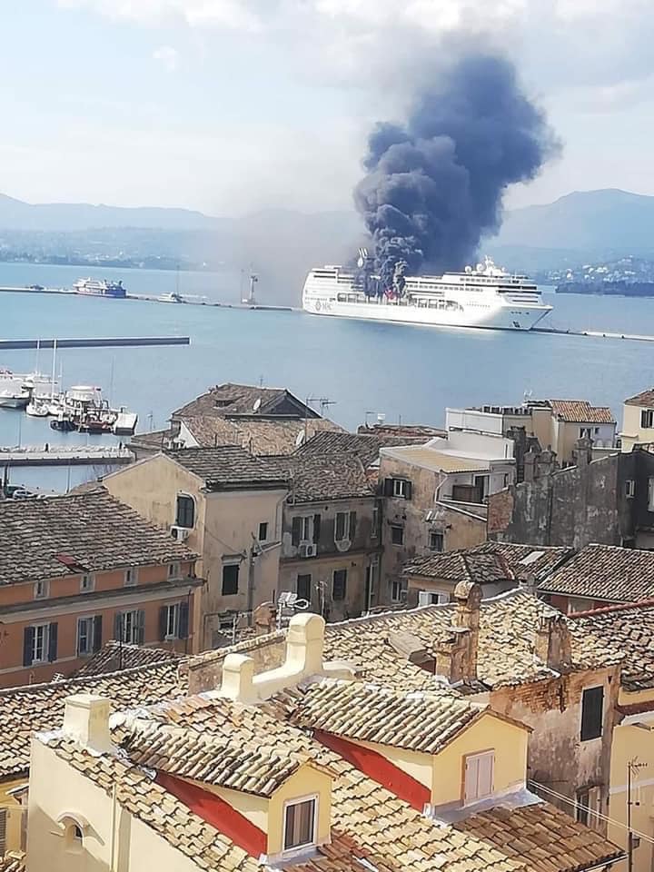 Smoke from a cruise ship