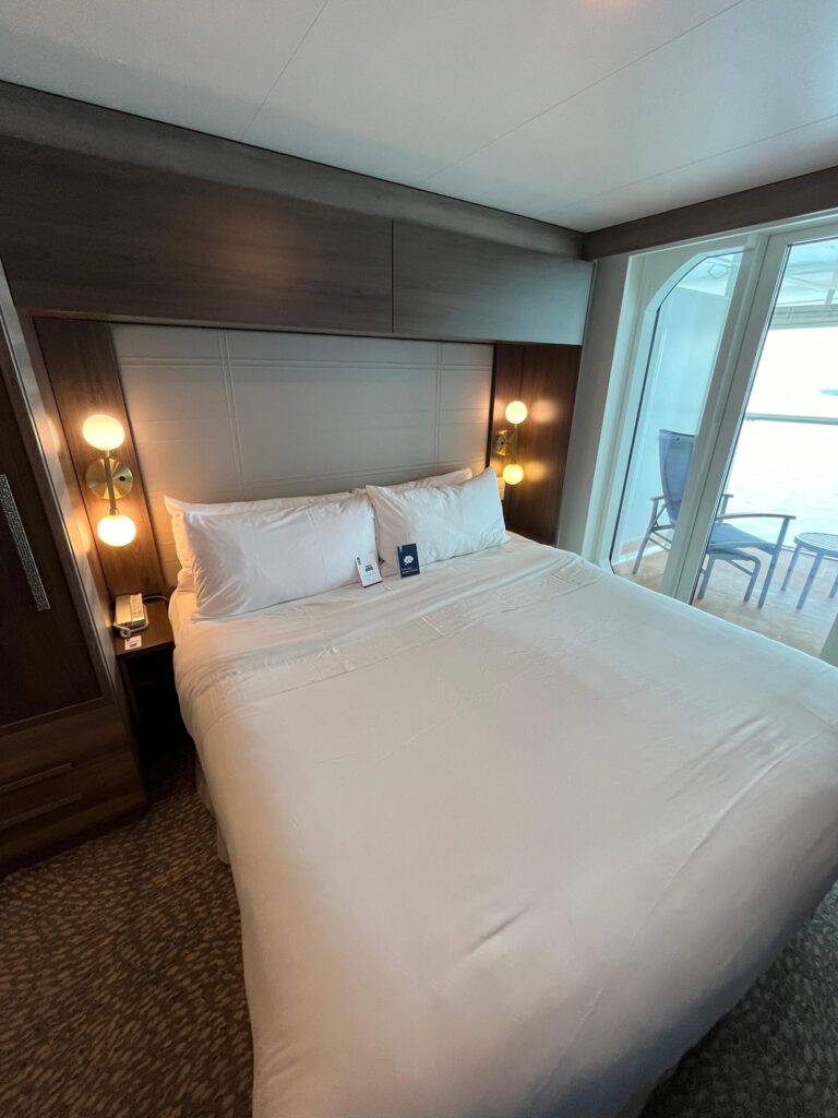 Bed of a cruise cabin