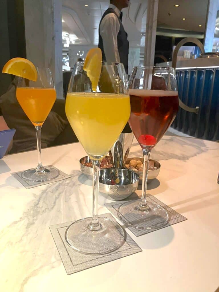 Drinks ordered from a bar on a cruise