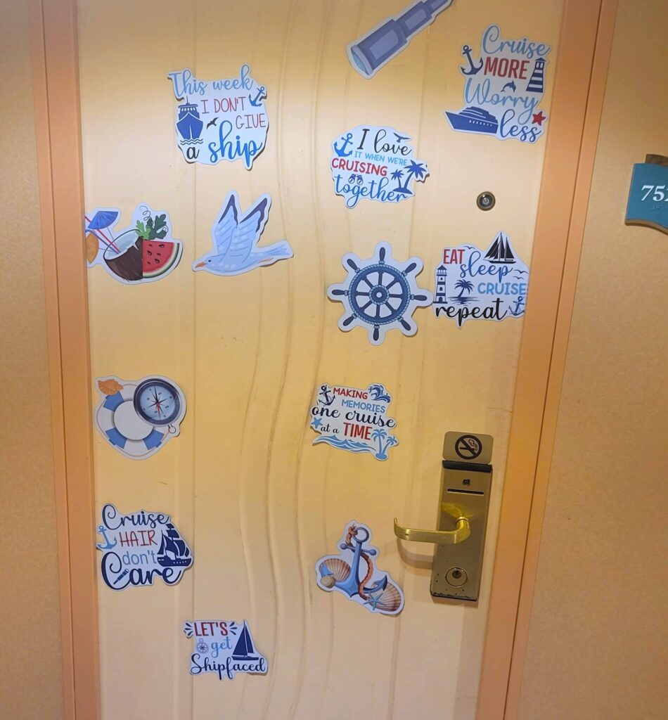 Decorated cabin door