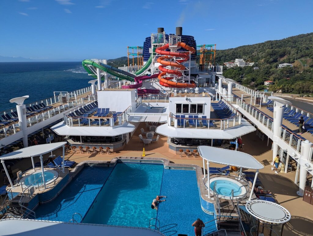 Cruise ship view from the pool deck