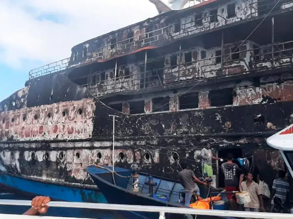 Rescue operations ferry fire