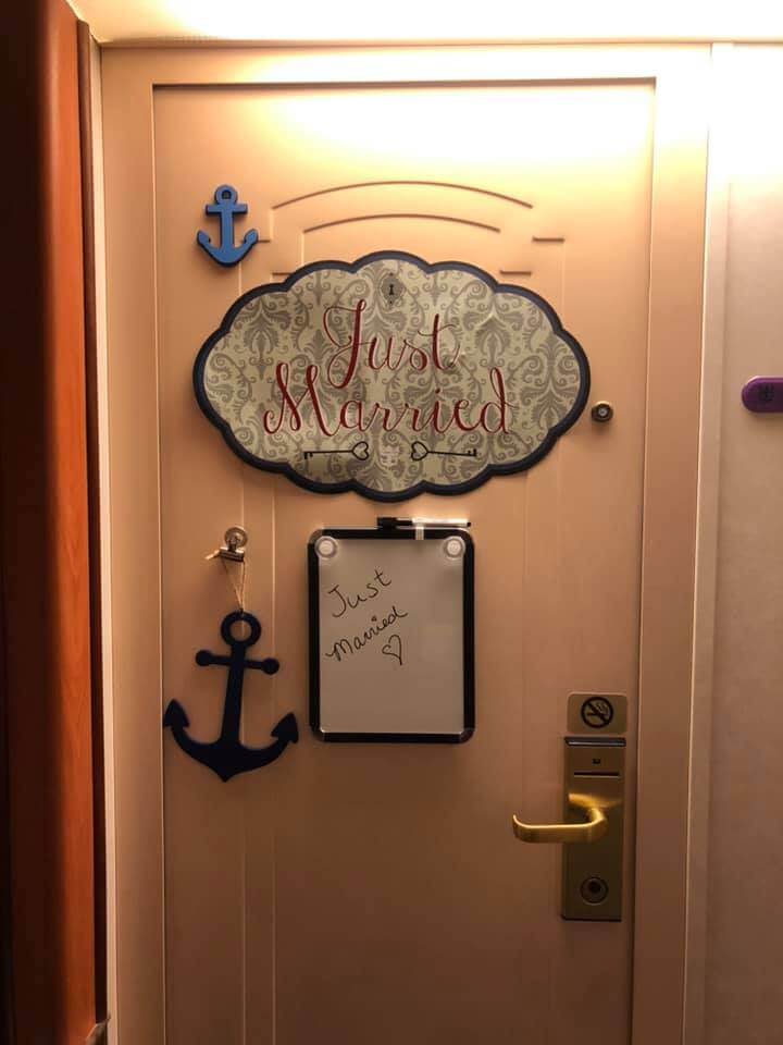 Whiteboard on the cabin door