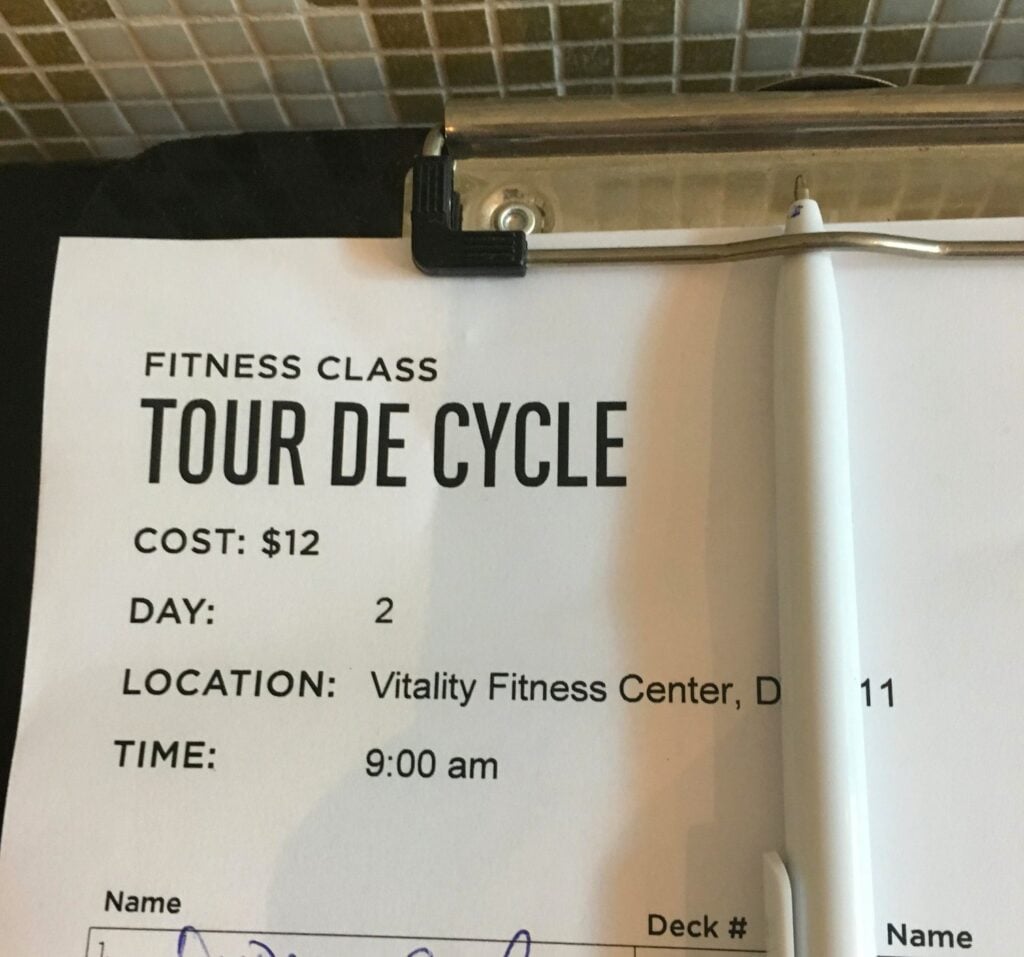 Fitness class on Royal Caribbean