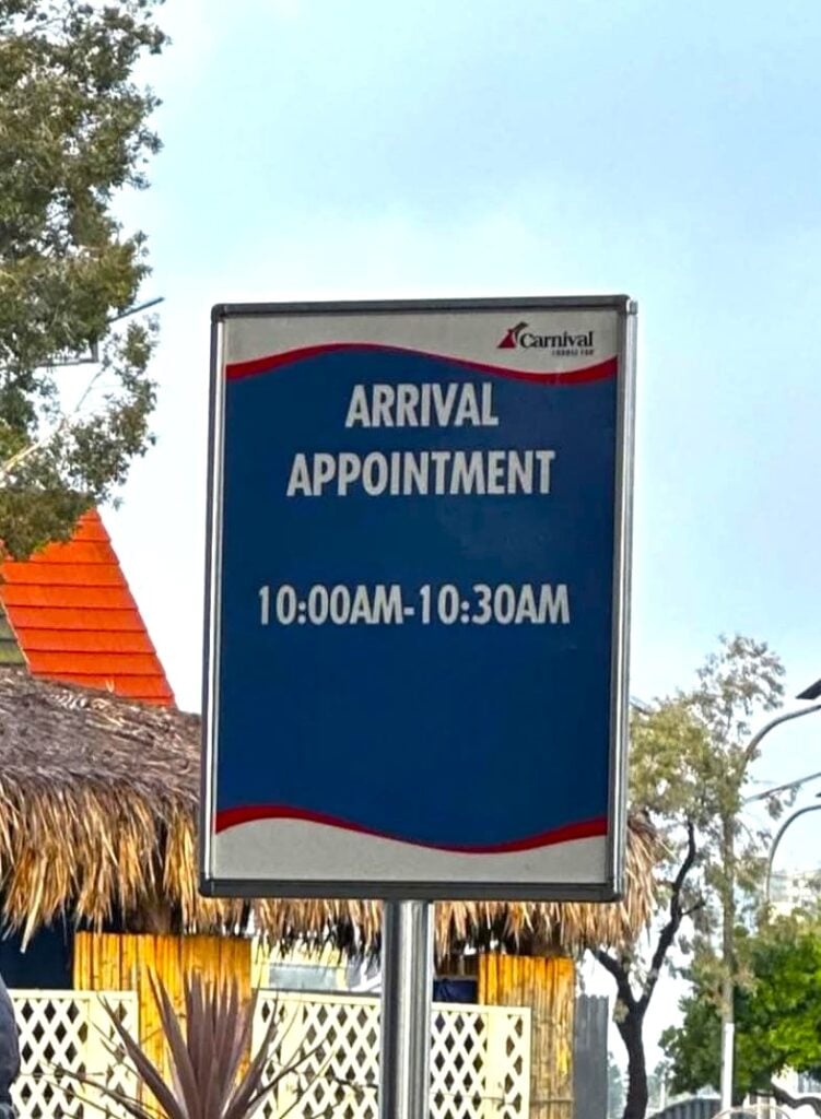 arrival appointment sign