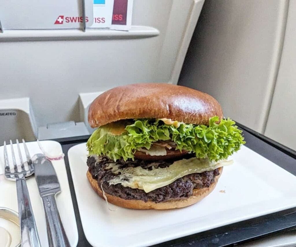 Burger on a plane