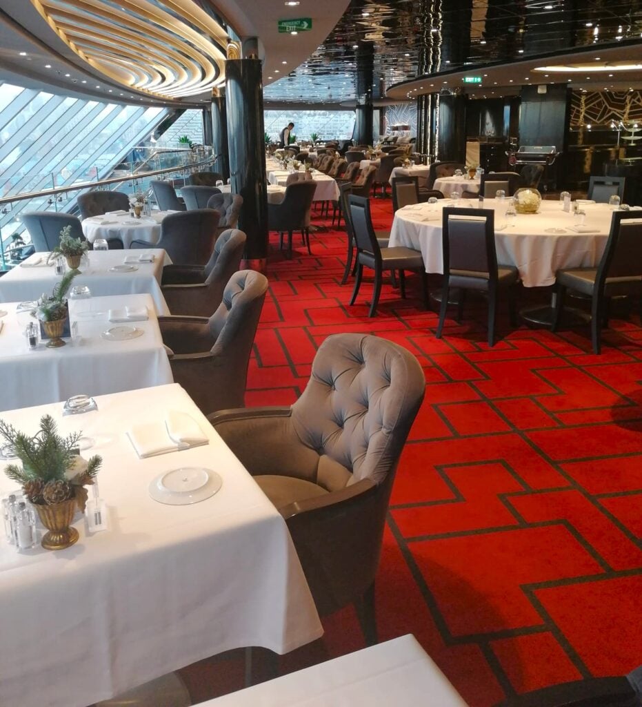 Small and big tables on a cruise ship