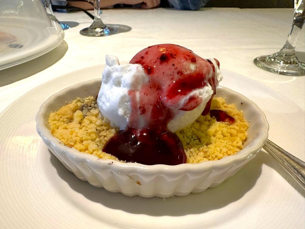 Dessert with icea cream on top