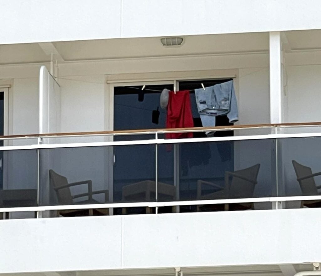 Drying clothes on the balcony