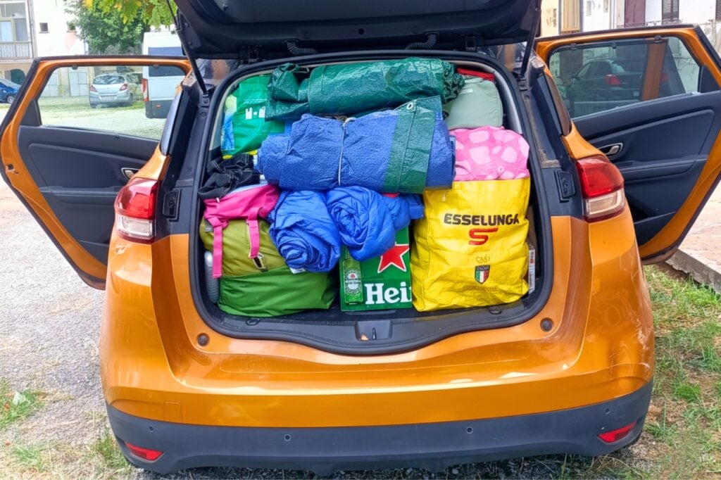 Car packed for camping
