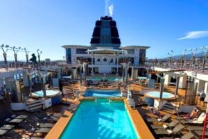 Cruise ship pool deck blue sky