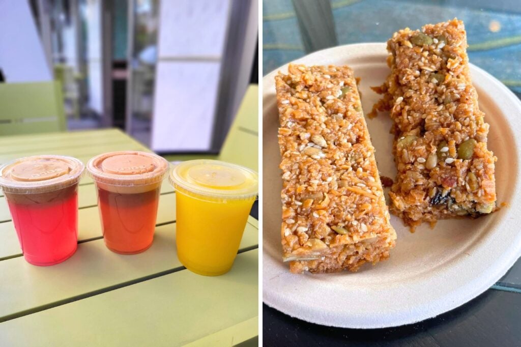 Vitality café drinks and granola bar