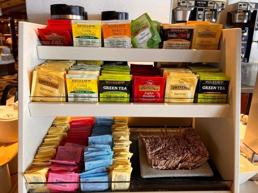 Self service tea and sweetener station