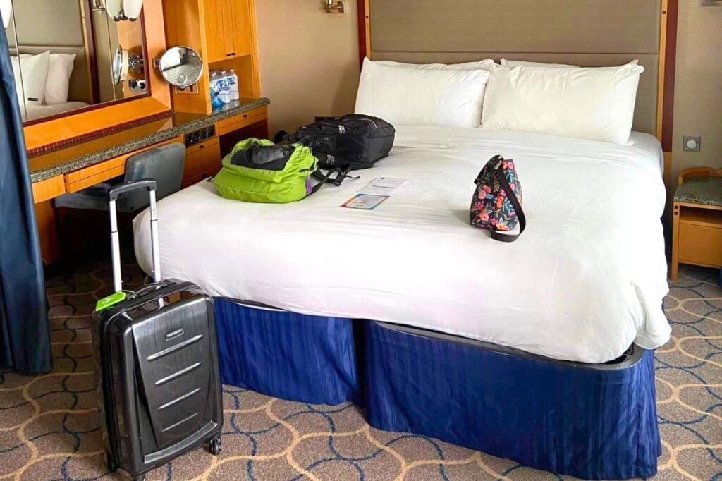 Luggage in cruise cabin