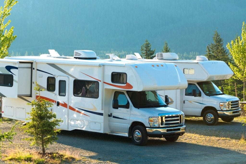 large motorhomes parked