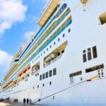 exterior of cruise ship docked in port